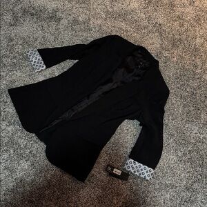 BCX Black Blazer with Patterned Cuffs